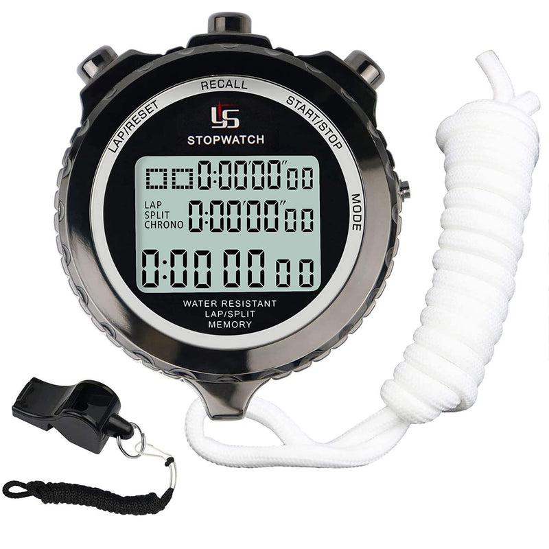 Rolilink Metal Stopwatch Stop Watch for Sports Waterproof Stopwatches Timer for Sports and Competitions (10 Lap) 10 Lap-black-metal - BeesActive Australia