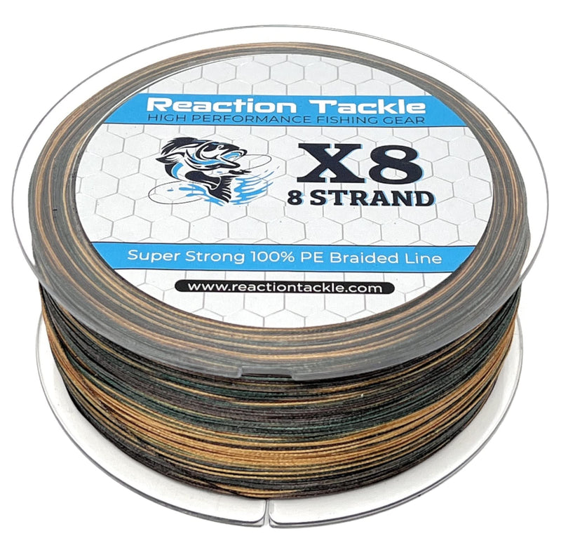 Reaction Tackle X8 Braided Fishing Line - 8 Strands Super Slick - Pro Grade Power Performance for Saltwater or Freshwater - Colored Diamond Braid for Extra Visibility X8 Green Camo 30 LB (500 yards) - BeesActive Australia