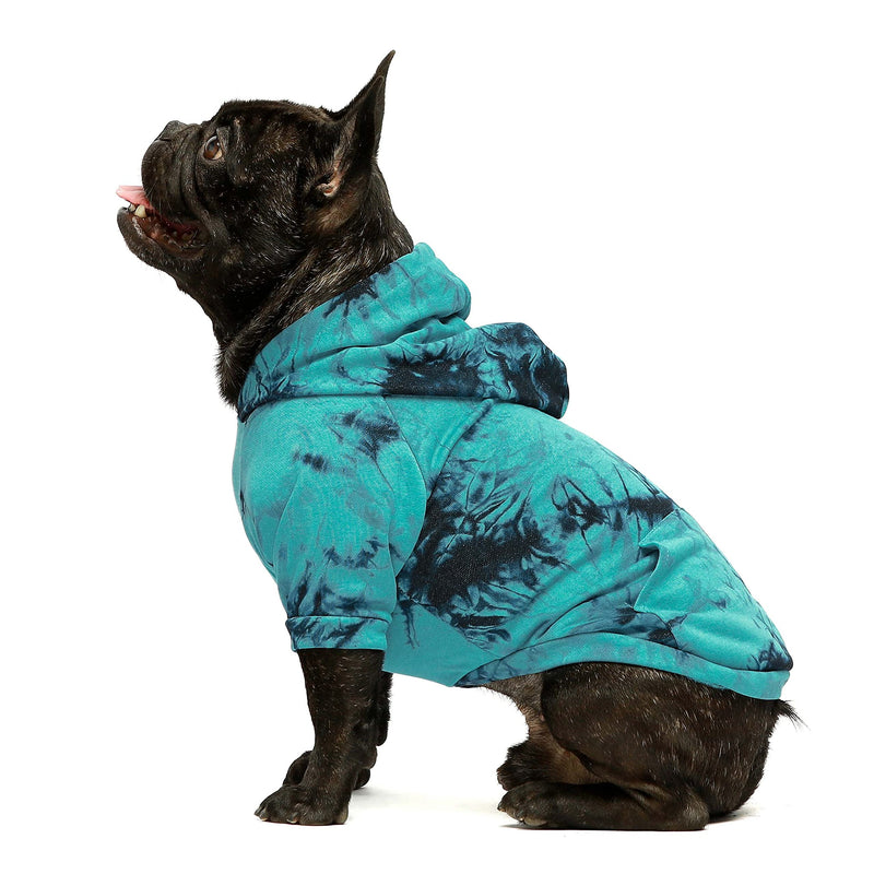 Fitwarm Tie Dye Dog Hoodie Puppy Sweatshirt Pocket Doggie Winter Clothes Sweatshirt Pet Hooded Coat Cat Jackets Apparel Medium Azure Blue - BeesActive Australia