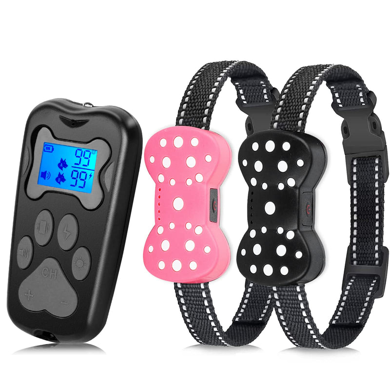 Shock Collar 3000Ft Remote Range Dog Training Collar with Beep Vibration and Shock, for Small Medium Large Dogs Training Collar Black+Pink - BeesActive Australia