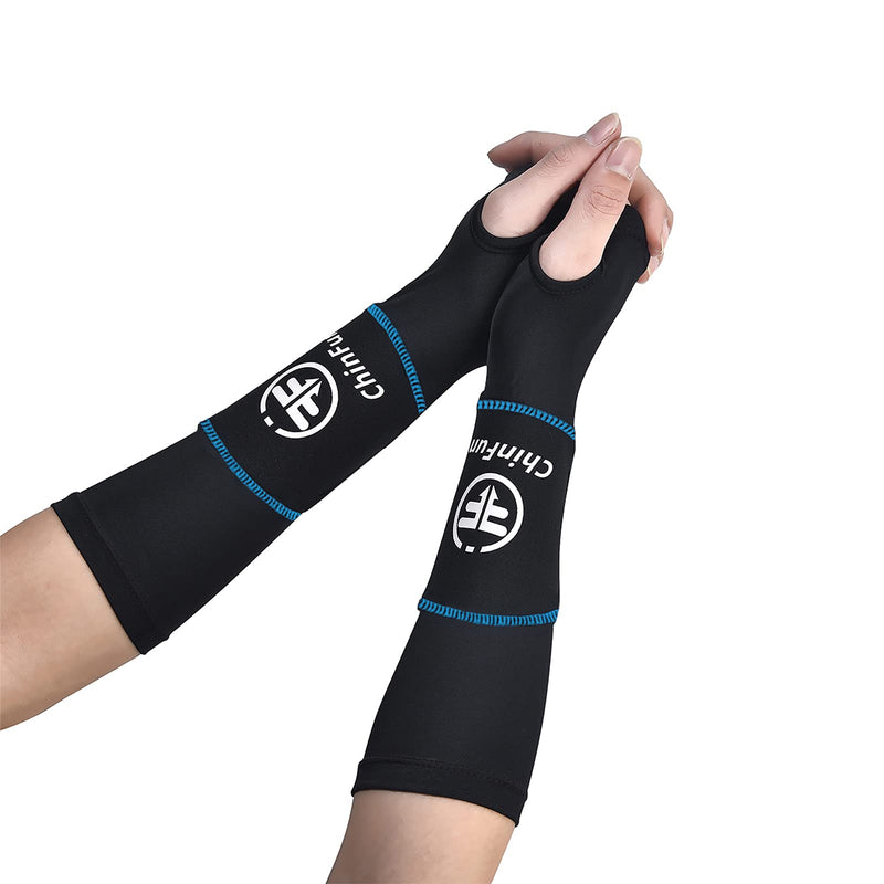 ChinFun Volleyball Arm Sleeves Passing Forearm Sleeves with Protection Pad Volleyball Gear for Youth Girls Women 1 Pair Black & Blue 10" - BeesActive Australia
