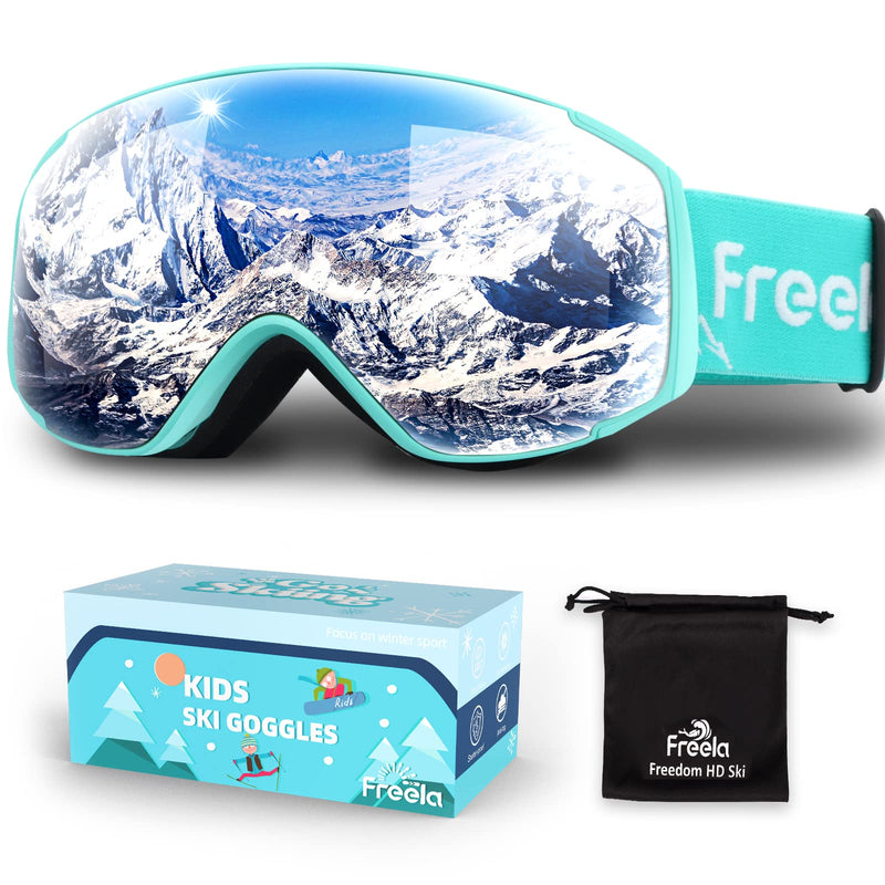 Freela Kids Ski Snowboard Goggles for Toddler(3-14) Youth Anti Fog Anti UV Goggles Girls Boys Snow Skiing Equipment Mirror Silver B 10%vlt - BeesActive Australia