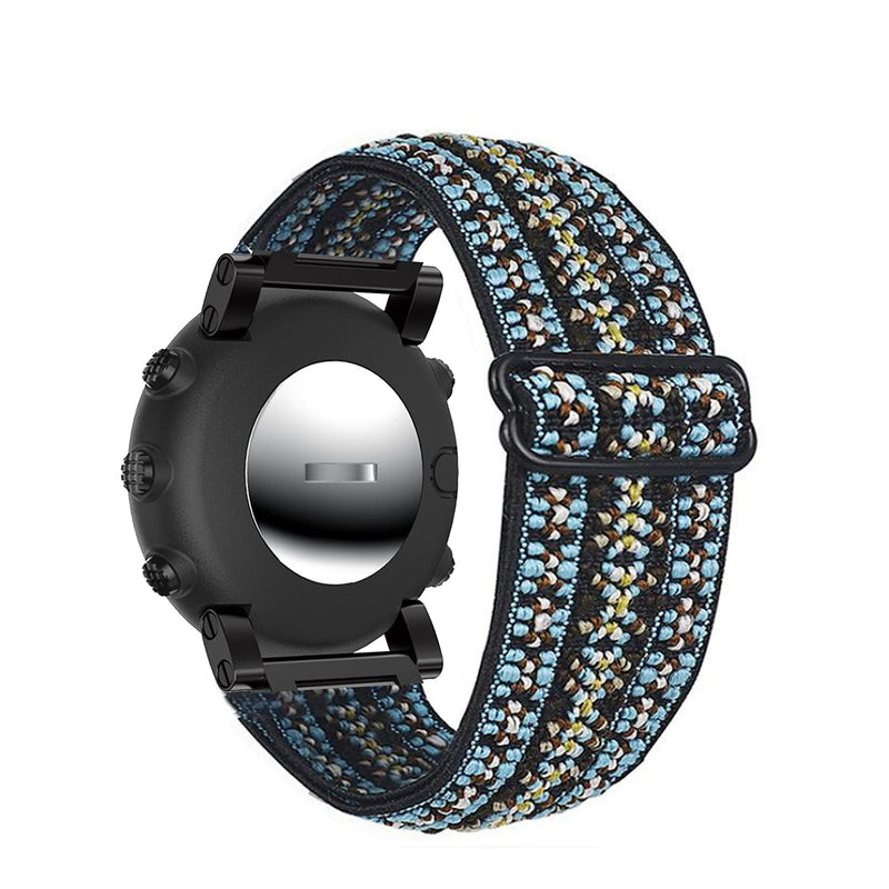 JeeHang Compatible with Suunto core watch band，Embroidery Wristband Loop Adjustable Strap for suunto core (Blue pattern) Blue pattern - BeesActive Australia