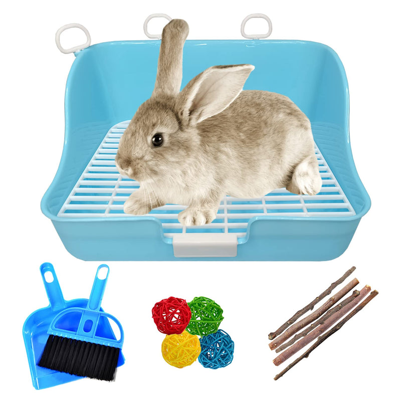 Hamiledyi Rabbit Litter Box, Small Animal Corner Potty Trainer, Bunny Toilet Pets Plastic Rectangle Cage Bedding Box Pet Pan with Chew Toys for Guinea Pigs Hamster Chinchilla Ferret - BeesActive Australia
