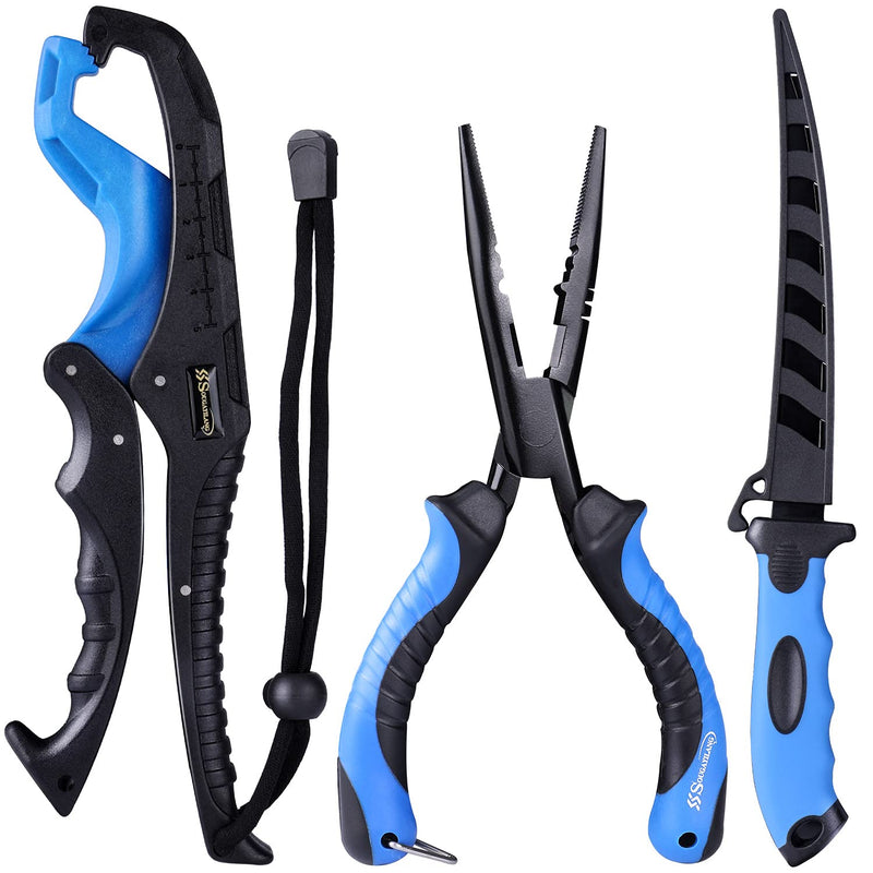 Sougayilang Fishing Pliers 4pcs Tools Set Combos with Steel Pliers,Floating Lip Grip,Sharp Fillet Fishing Knife,Multi-Function Fishing Tools,Fishing Gear with Gift Box - BeesActive Australia