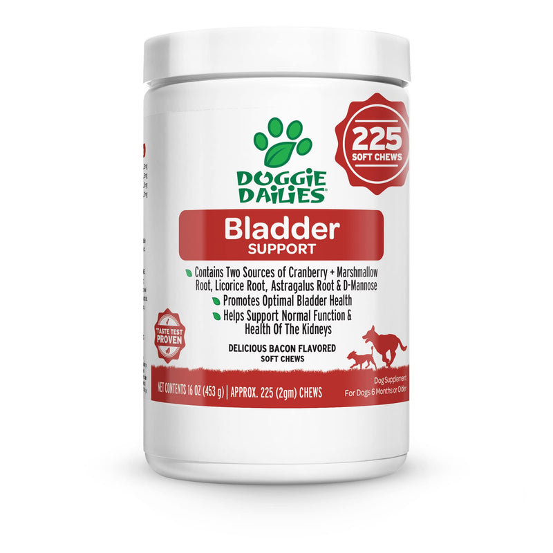 Doggie Dailies Cranberry Supplement for Dogs, 225 Soft Chews, Urinary Tract, Bladder & Kidney Support for Dogs, Cranberry for Dogs with Marshmallow Root, Licorice Root & Apple Cider Vinegar Bacon - BeesActive Australia