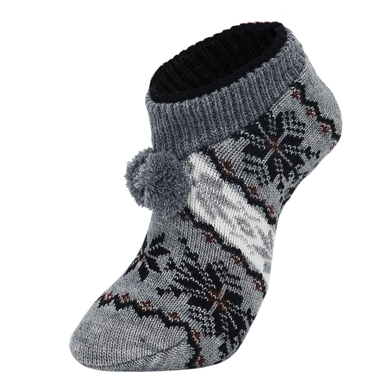 Slipper Socks Grippers Fuzzy Socks Women Non Slip Christmas Socks Athletic Winter Warm Socks Grey Black Snow - BeesActive Australia