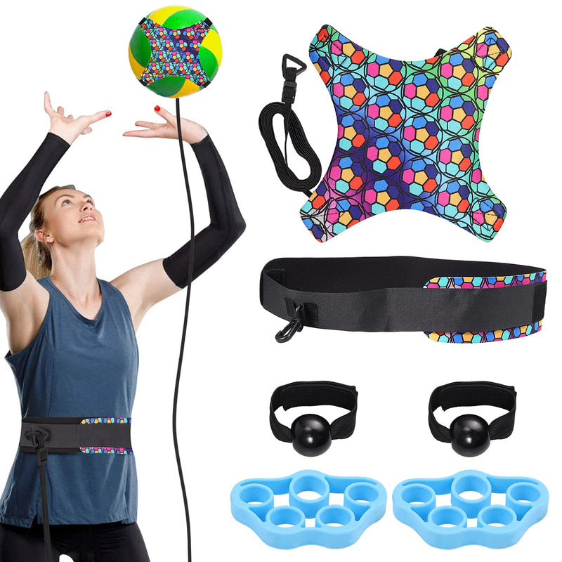 VINTEAM Volleyball Training Equipment Aid, Volleyball Serve Trainer Solo Practice Trainer Kit for Serving, Setting, Spiking & Arm Swing Colorful With Volleyball Setting Straps - BeesActive Australia