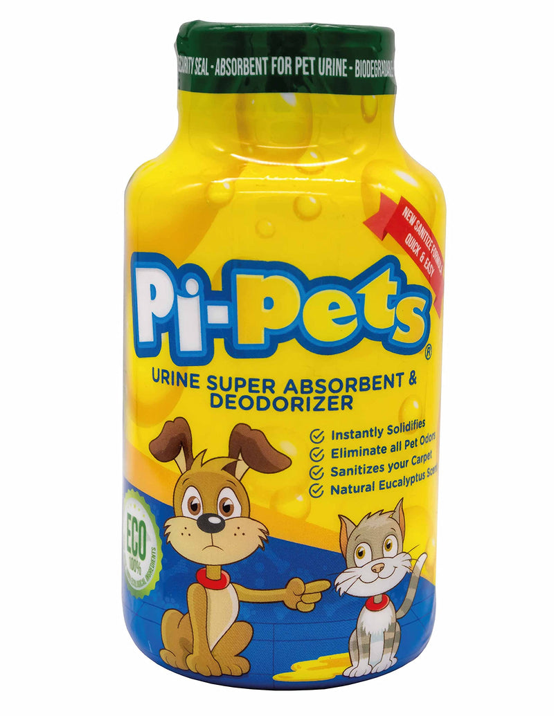 PI-Pets: Pet Urine Super Absorbent Solidifier & Deodorizer Powder Natural Eucalyptus Scent - Bio Gel Gelling Agent - Urine Odor Remover + Oxy Cleaning - 100% Eco Friendly 7.76 Oz PiPets - BeesActive Australia