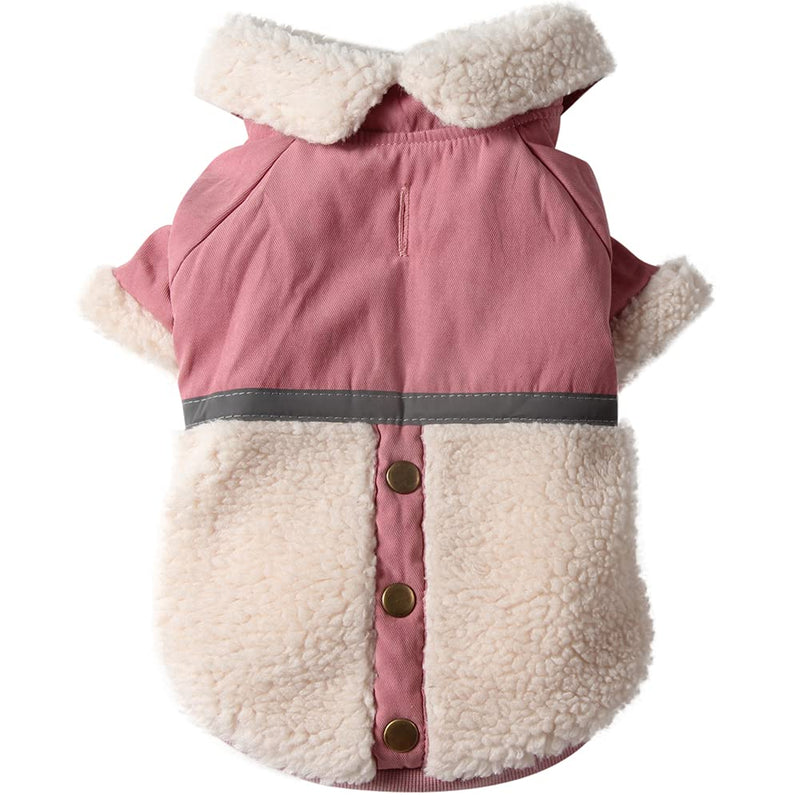 vecomfy V-Collar Dog Coats for Small Dogs Fleece Lining Warm Puppy Jacket for Cold Winter Pink - BeesActive Australia