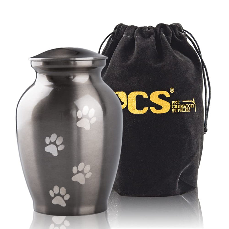 PCS Memorial Pet Cremation Urns for Dogs and Cats Ashes, Paws Engraved Pet Urn,Dog Keepsake Urns for Ashes S(0-45lbs) Silver,Vertical paw - BeesActive Australia