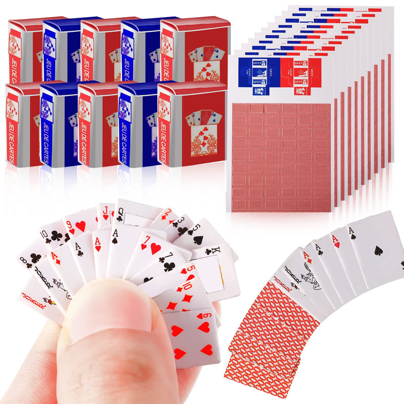 10 Sets Miniature Dollhouse Furniture Accessories Games Poker Playing Cards Dollhouse Mini Poker 1:12 Small Game Casino Deck Cards Festival Party Game Supply Home Decoration Toy for Teens Adults - BeesActive Australia