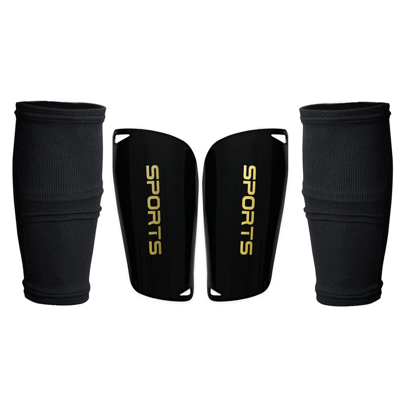 AIMISICAR Soccer Shin Guards Kids Youth, Shin Guard Sleeves and Shin Pads for 3-15 Years Old Boys and Girls for Football Games, EVA Cushioning Protection Reduces Shock and Injury Shin Guards+Sleeves,Black M ( 3'10" - 4'5" Tall ) - BeesActive Australia
