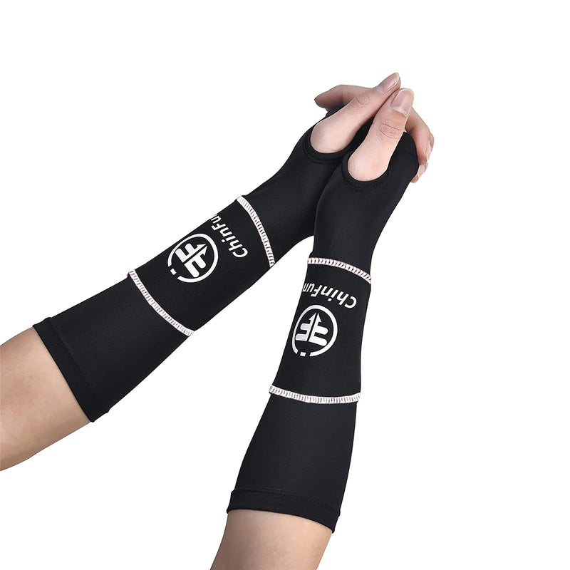 ChinFun Volleyball Arm Sleeves Passing Forearm Sleeves with Protection Pad Volleyball Gear for Youth Girls Women 1 Pair Black & White 14" - BeesActive Australia