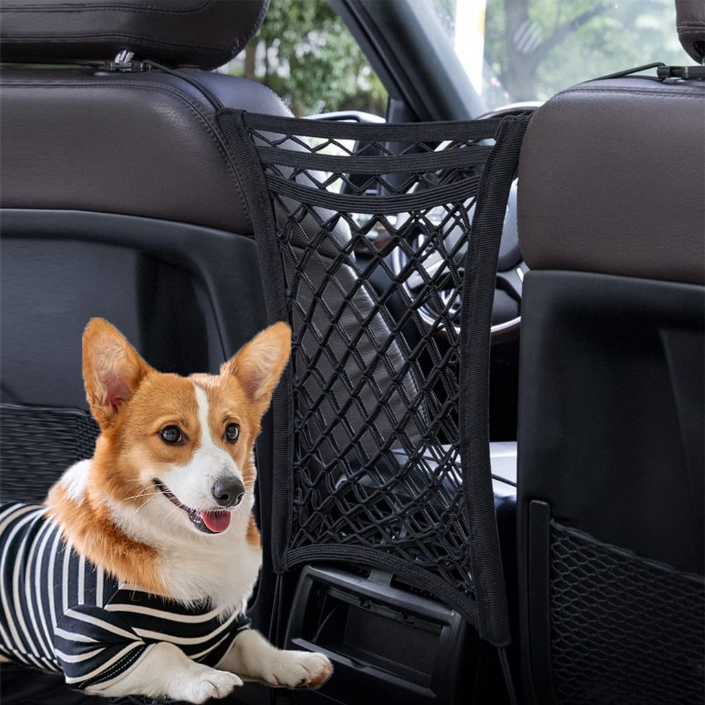 3-Layer Dog Car Net Barrier Pet with Hooks for SUVs Car, Mesh Organizer Stretchable Storage Bag Universal,Adjustable Easy Installation Barriers,Pet Dogs Car Driving Safety Travel - BeesActive Australia