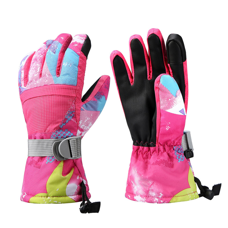 Ski Gloves, Warmest Waterproof and Breathable Snow Gloves for Cold Weather, Fits Both Men & Women,for Parent Child Outdoor Rose Red XS(Fit kids 4-6 years old) - BeesActive Australia