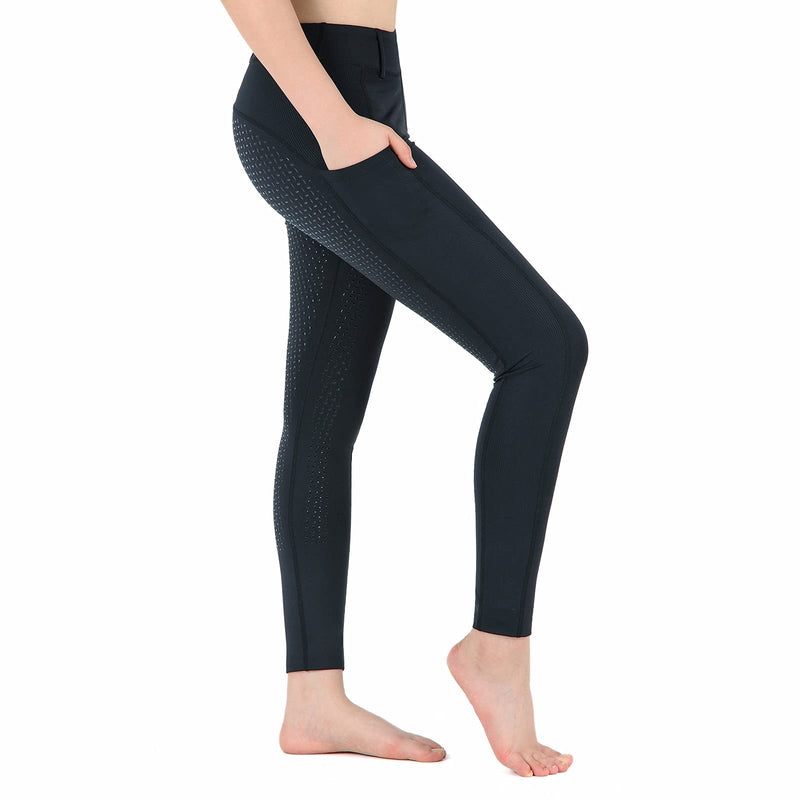 beroy Horse Riding -Pants Women Equestrian-Breeches - Ladies Training Horseback Riding Tights Full Seat Silicone Pockets Black XX-Large - BeesActive Australia