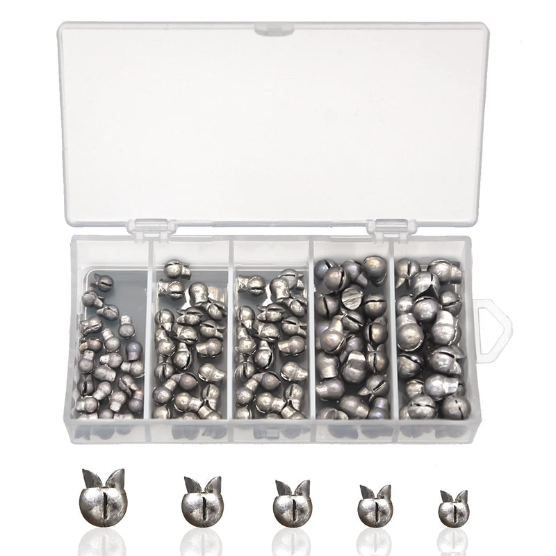 Huoutspor 100pcs Fishing Weights Sinker kit, 5 Size Split Shot Fishing Weights, Small Round Removable Egg Sinkers Fishing Accessories Equipment Plastic Box Pack - BeesActive Australia
