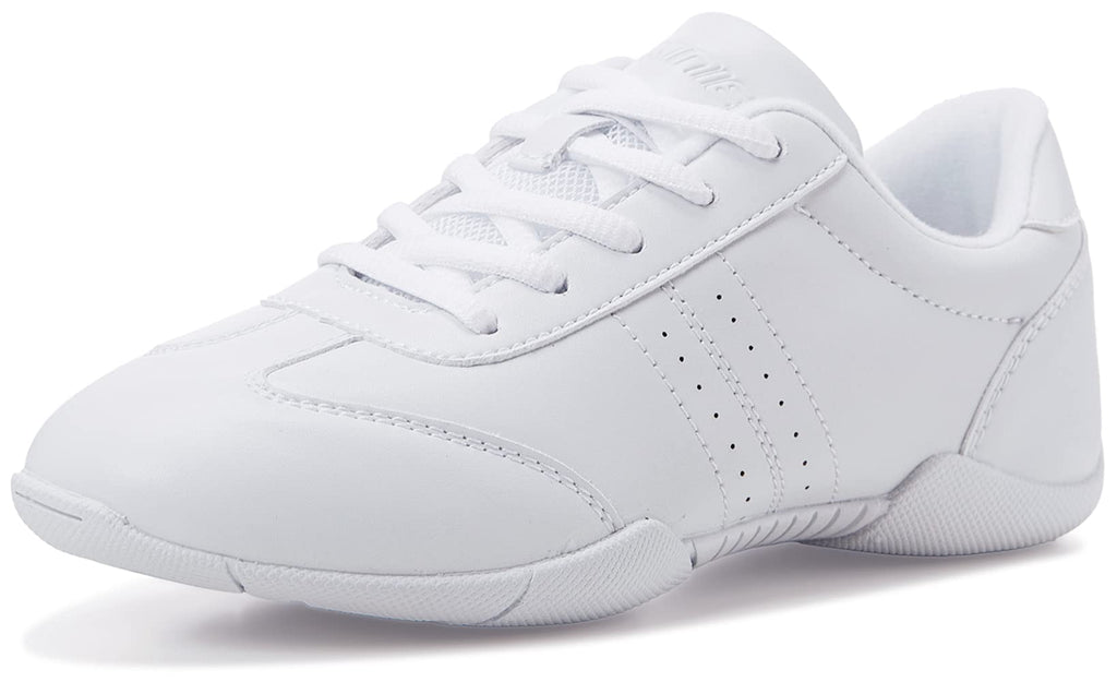 BAXINIER Youth Girls White Cheerleading Dancing Shoes Athletic Training Tennis Walking Breathable Competition Cheer Sneakers 5 Big Kid White 2116 - BeesActive Australia