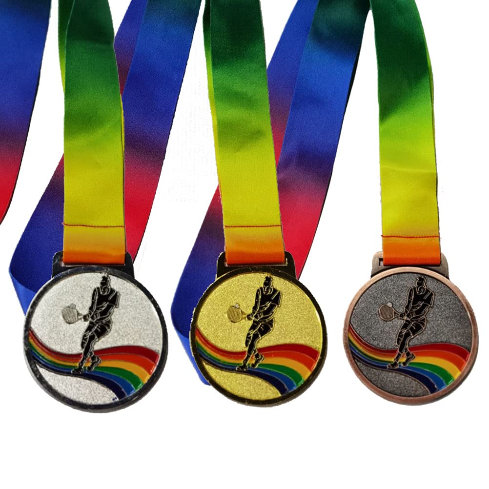 Mike Tennis Medals-Gold Silver Bronze Medals with Neck Ribbons Pack of 3 - BeesActive Australia