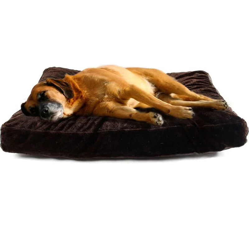 CNBEAU Dog Bed Covers Replacement Winter Warm External Covers for Dogs Bed DIY Dog Cushion ONLY Cover for Rectangular Foam Bed Zippered Medium Large Dogs Fleece Removable Washable Pet Bed Mat Case X-Large 48"x29"x4" Plush Coffee - BeesActive Australia