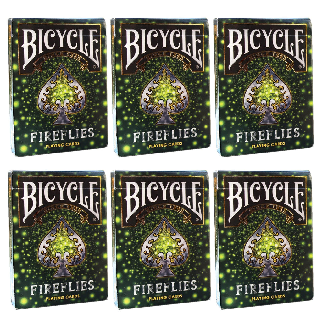 Bicycle Playing Cards 6 Decks | Fireflies Design | Limited Edition Deck Pitch-Black with Glowing Effects - BeesActive Australia