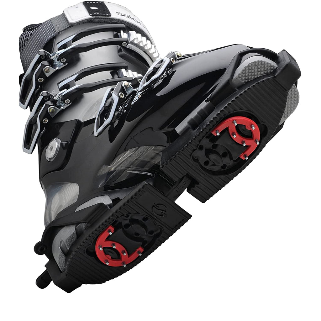 SkiSkootys Ski Boot Traction Cleats with Claw - (Adult Size) - Adjustable Comfort Soles for Protection and Walking in Skiing Boots Black with Red Claw - BeesActive Australia