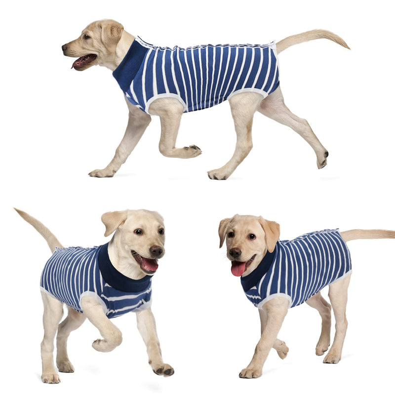 KAROKU Dog Recovery Suit Cats Bodysuits for Abdominal Wounds Recovery Shirt for Male Female Pet Surgical Snugly Suit After Surgery Anti-Licking Dog Onesies, Substitute E-Collar & Cone Medium Blue - BeesActive Australia