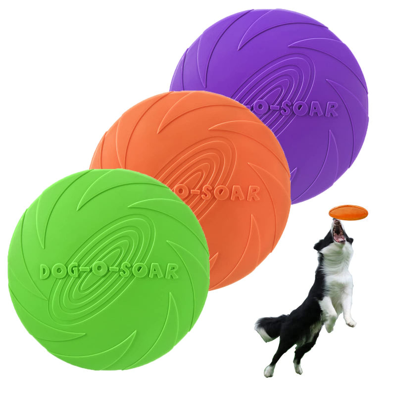 3 Pack Dog Flying Disc Floating Dog Toys, Durable Dog Training Toy Nature Rubber Flying Saucer for Outdoor Pool Water Large - BeesActive Australia