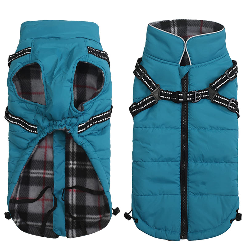 Geyecete Winter Warm Coat Waterproof Dog Winter Jacket with Harness Traction Belt,Pet Outdoor Jacket Dog Autumn and Winter Clothes for Medium, Small Dog Blue - BeesActive Australia