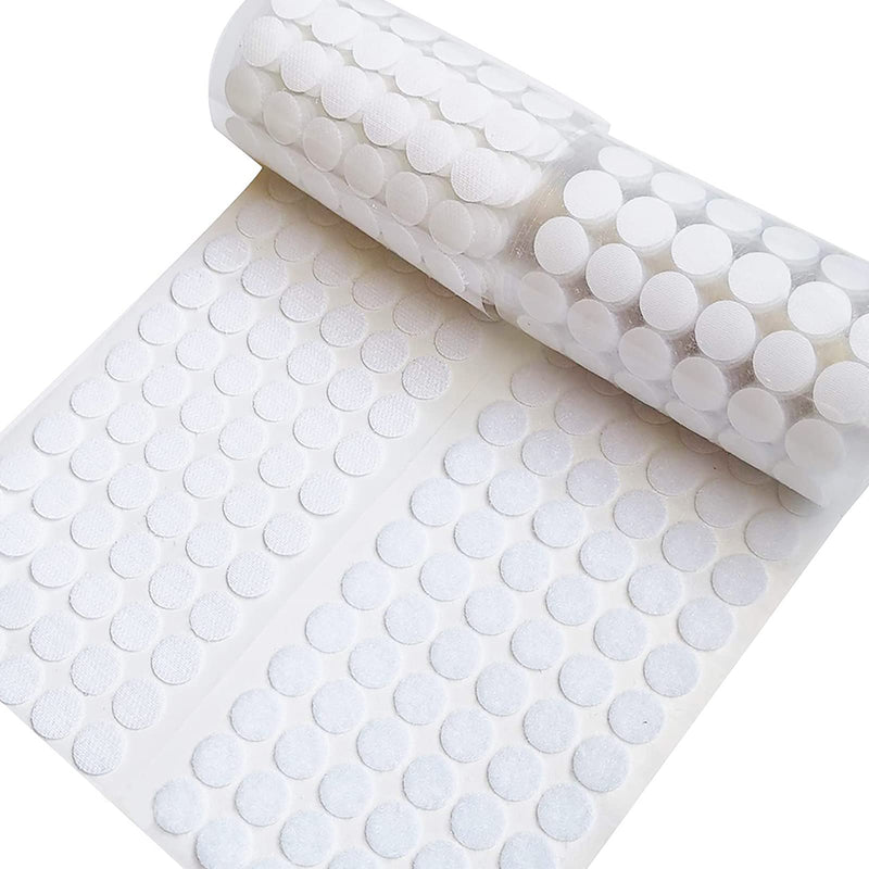 Self Adhesive Dots, Strong Adhesive 1500pcs(750Pairs) 0.39" Diameter Sticky Back Coins Nylon Coins, Hook & Loop Dots with Waterproof Sticky Glue Coins Tapes, Very Suitable for Classroom, Office, Home 0.39"-1500 White - BeesActive Australia