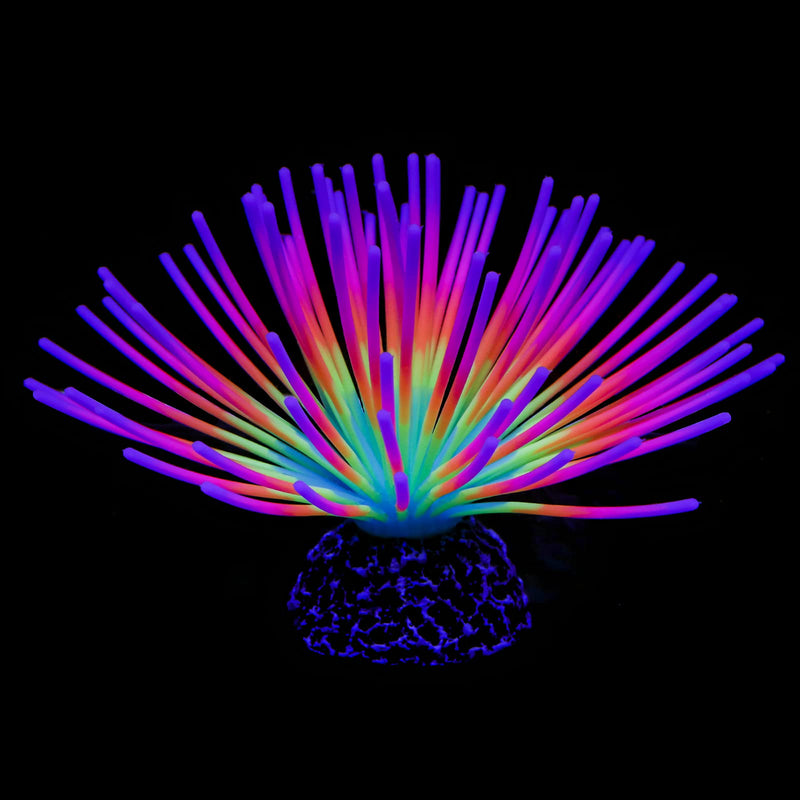 Uniclife Aquarium Imitative Rainbow Sea Urchin Ball Artificial Silicone Ornament with Glowing Effect for Fish Tank Landscape Decoration Rainbow/Green/Blue - BeesActive Australia