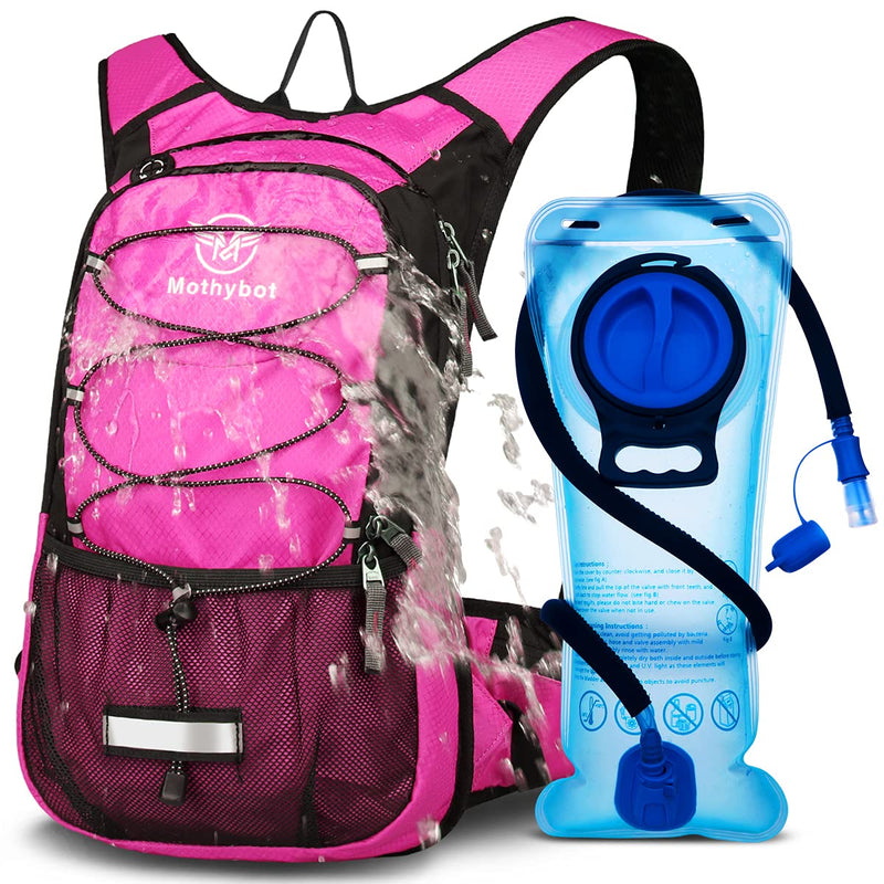 Mothybot Insulated 1.5L 3L Hydration Backpack Pack with Water Bladder, Large Capacity Lightweight Hiking Daypack for Women, Men, kids - Waist Pouches & Cooler Layer, for Running, Biking, Rave,Festival Pink- 1.5 Liter Hydration Backpack - BeesActive Australia