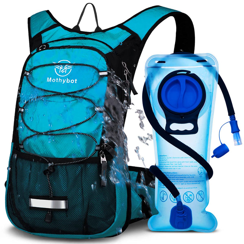 Mothybot Insulated 1.5L 3L Hydration Backpack Pack with Water Bladder, Large Capacity Lightweight Hiking Daypack for Women, Men, kids - Waist Pouches & Cooler Layer, for Running, Biking, Rave,Festival Light Blue- 1.5 Liter Hydration Backpack - BeesActive Australia