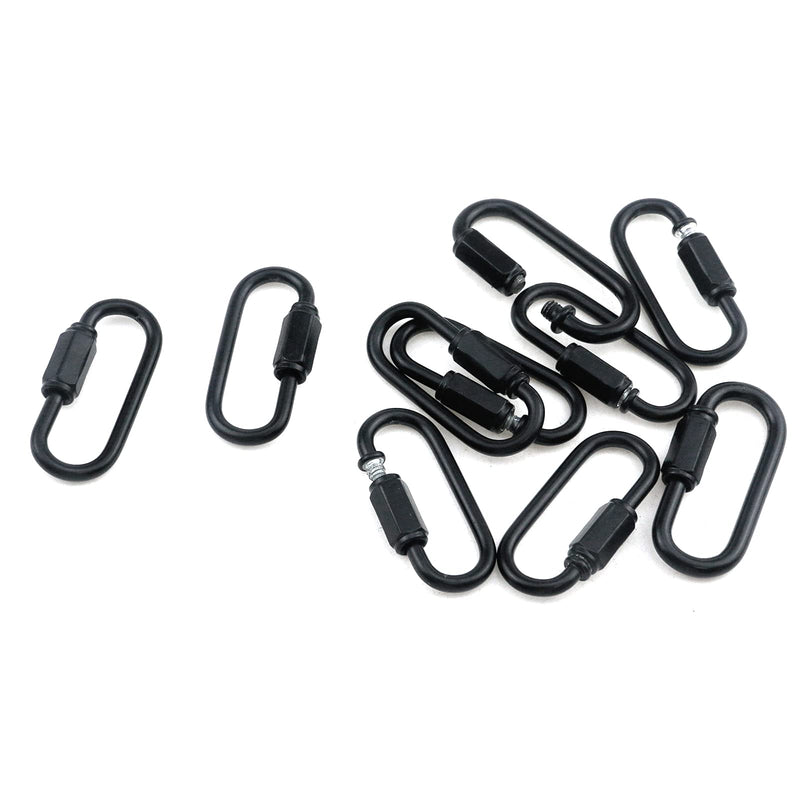 T Tulead Iron Locking Carabiner D-Shape Locking Quick Chain Links Black 41x19mm,Pack of 10 - BeesActive Australia