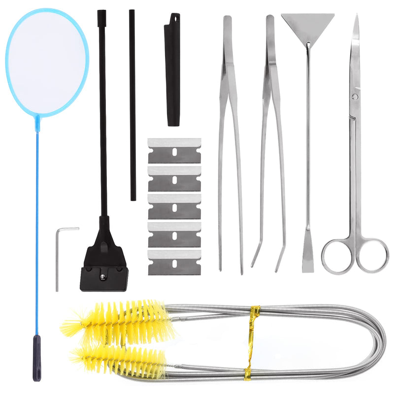 Wokape 15Pcs Aquarium Aquascaping Tools Kit with Replacement Blades, Stainless Steel Aquarium Plant Tools for Clean Fish Tank - BeesActive Australia