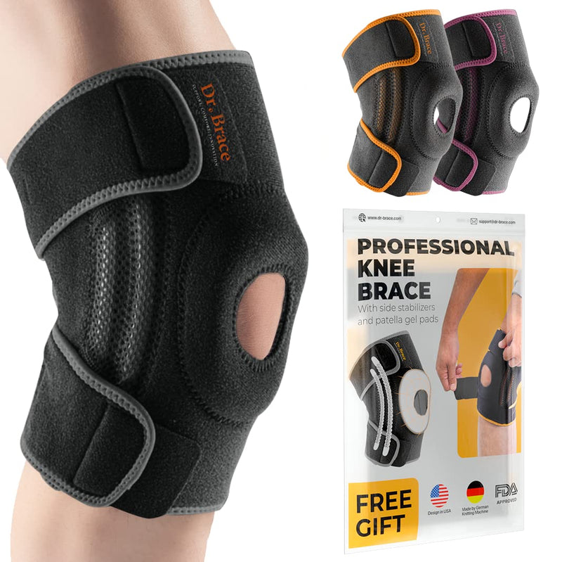 Dr. Brace ELITE Knee Brace with Side Stabilizers & Patella Gel Pads for Maximum Knee Pain Support and fast recovery for men and women-Please Check How To Size Video (Large, Mercury) Large - BeesActive Australia