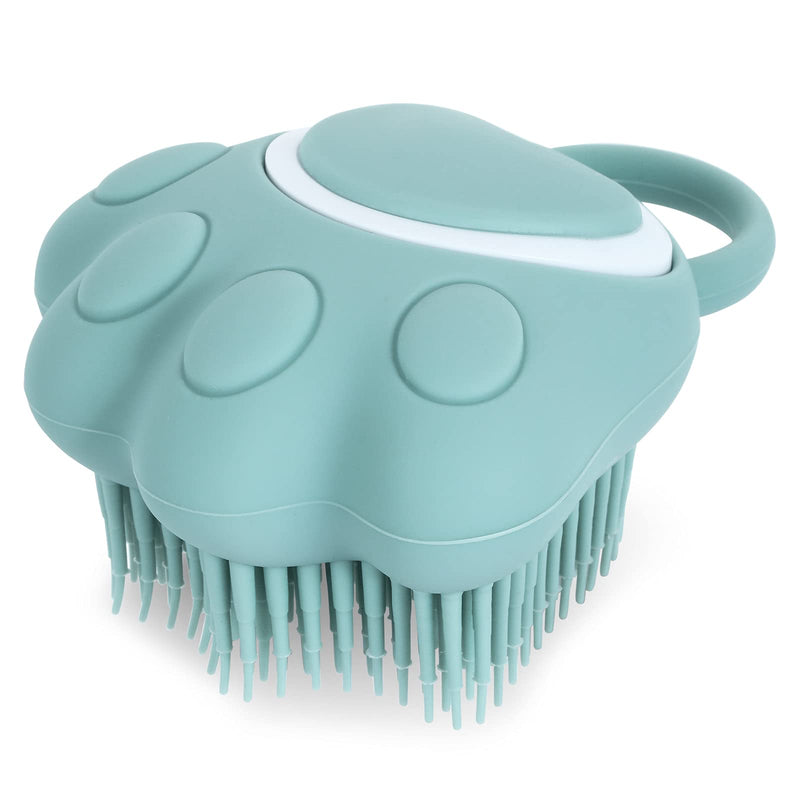 Molain Dog Cat Bath Brush Comb Silicone Rubber Dog Grooming Brush Silicone Puppy Massage Brush Hair Fur Grooming Cleaning Brush Soft Shampoo Dispenser(blue paw shape) Blue - BeesActive Australia