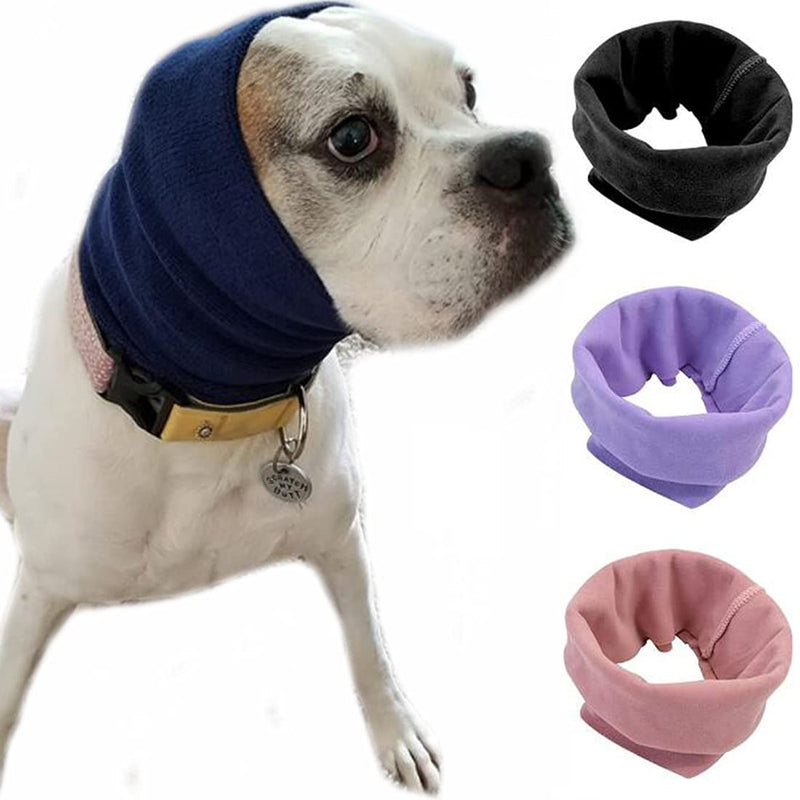 Quiet Ears for Dogs 3Pack Dog Snoods Ear Covers for Noise,Grooming and Force Drying Miracle Tool for Anxiety Relief & Calming Dogs (Black+Pink+Purple) Medium - BeesActive Australia