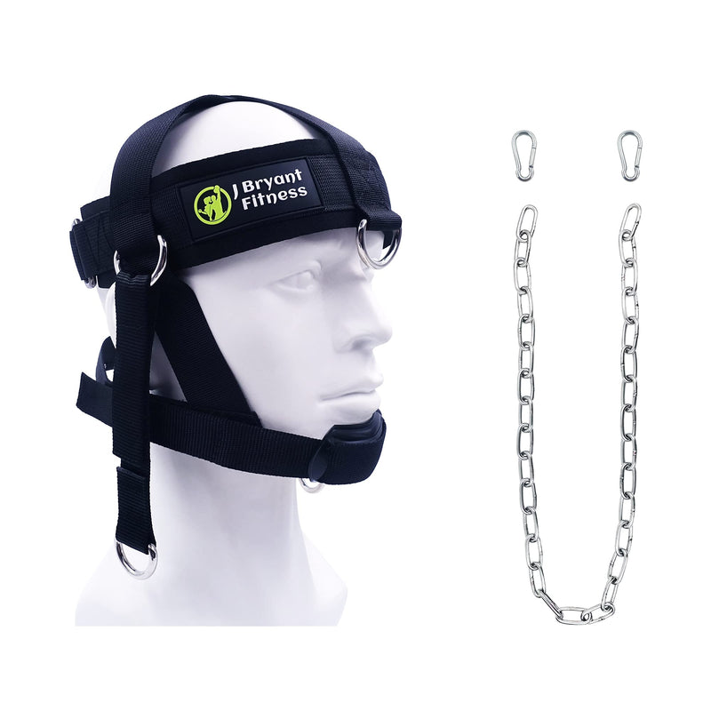 J Bryant Neck Harness Head Weight Lifting with Chain Adjustable Strap Neck Exercise Equipment Black-M(21"-23") - BeesActive Australia