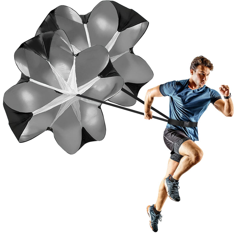 GIEMIT Running Speed Parachute,Speed Resistance Parachute with Adjustable Strap Black Training Parachute for Runner Speed Training and Acceleration Training 2 Umbrella - BeesActive Australia