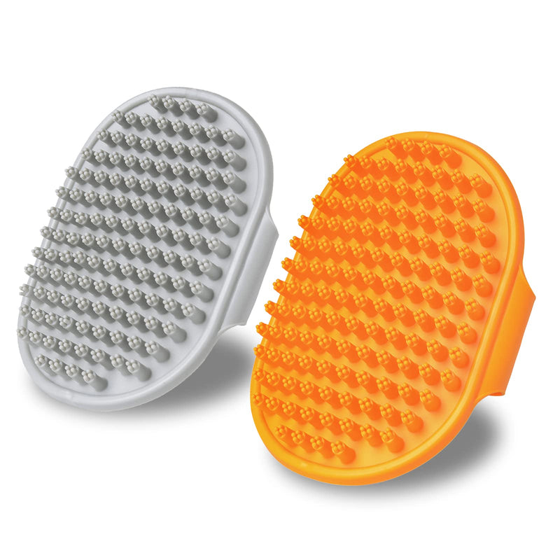 XIGOU Dog Bath Brush, 2 Pcs Dog Brush for Shedding Short Haired Dogs, Dog Grooming Shedding Bath Brush Soothing Massage Rubber Bristles Curry Comb with Adjustable Ring Handle for Dogs & Cats - BeesActive Australia