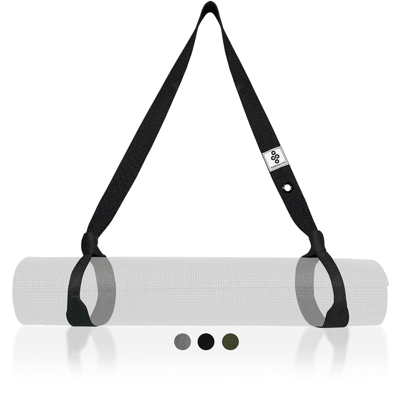 SukhaMat - Yoga Mat Carry Strap, Extra-Durable and Comfortable | Multi-Purpose Strap/Carrier for Your Yoga Mat, Pilates or Exercise Mat Black - BeesActive Australia