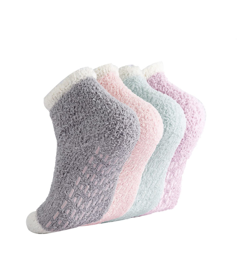 Non Slip Socks Hospital Socks with Grips for Women Grip Socks for Women Fluffy Socks with Grips for Women Slipper Socks 4 Pairs 1 - BeesActive Australia