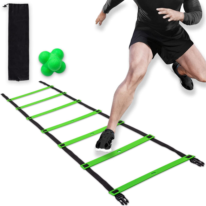 AIRLAXER Speed Ladder,Sports Agility Ladder Set Trainer,Workout Training Equipment for Footwork in Ground,Football Soccer Exercise Ladder.Reaction Balls for Agility Reflex .with Carrying Bag - BeesActive Australia
