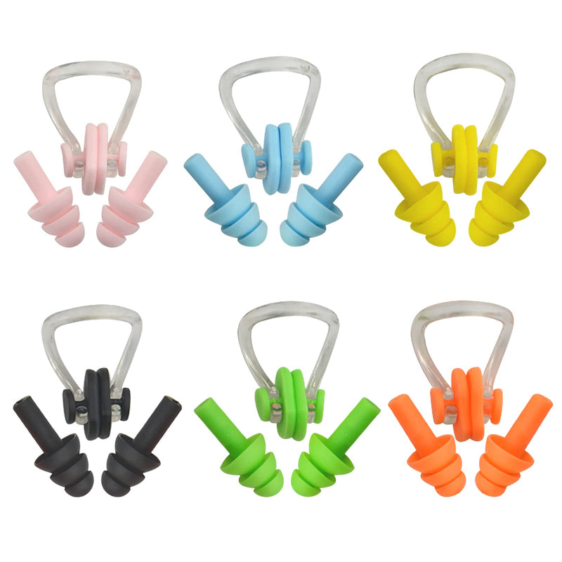 XINMEIWEN 6Sets Silicone Nose Plugs Swimming Nose Clips Earplugs Ear and Nose Protector Suitable for Kids and Adults - BeesActive Australia