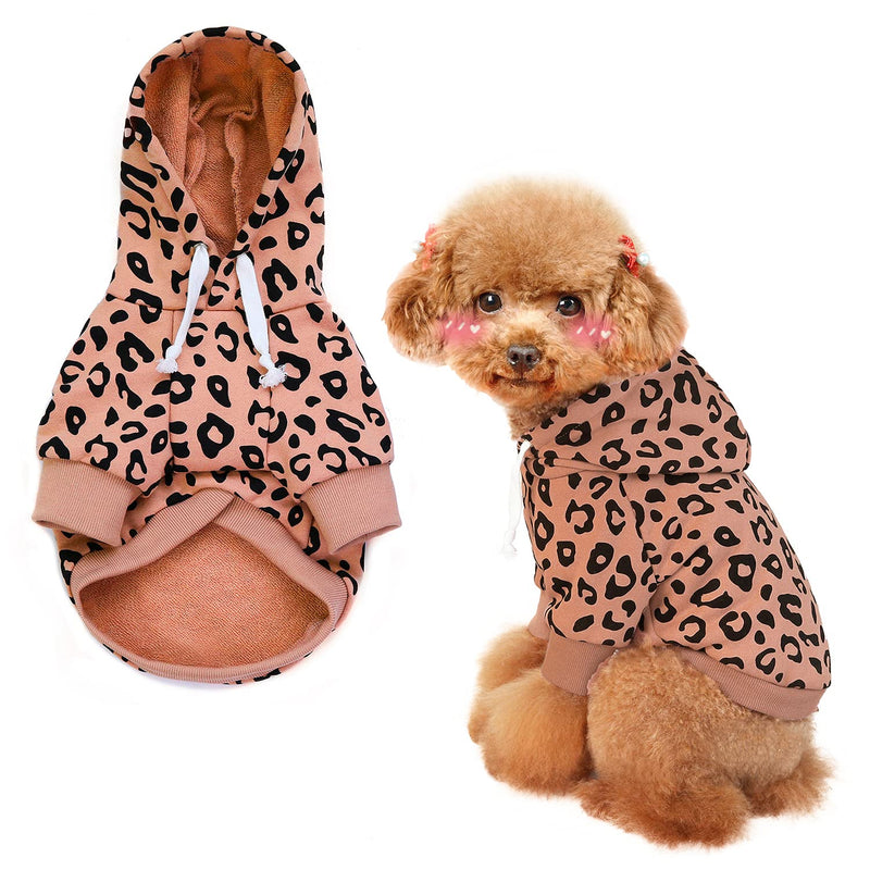 SETSBO Dog Leopard Hooded Sweatshirt with Hat, Dogs Clothes Lightweight Puppy Hoodie for Small Dog Cat, Doggy Hoody Outfits Cat Apparel Pink leopard hoodies X-Large - BeesActive Australia