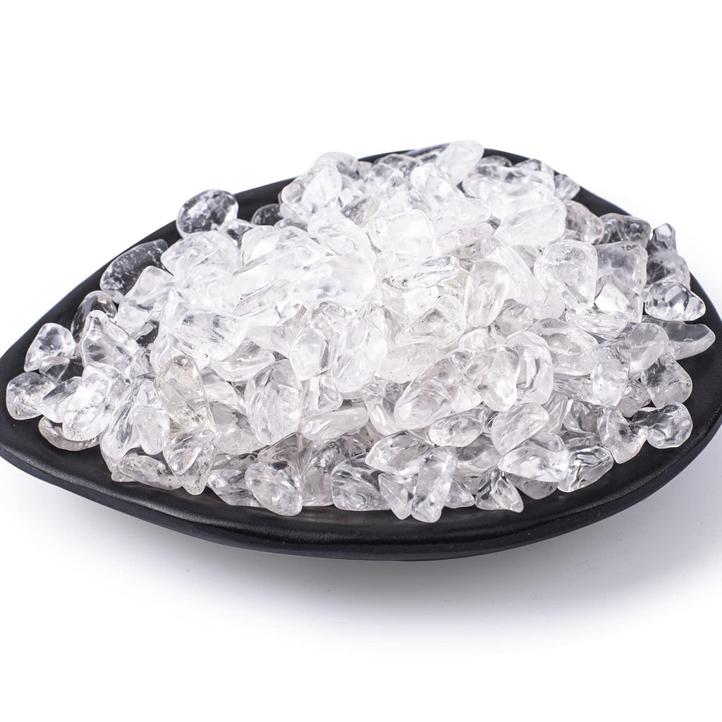 SigMntun Clear Quartz Crystal Chips x 0.5lb(225g) Tumbled Crystals for Crafts Decorative Rocks for Plants and Vases Aquarium Gravel Rocks Crystal Confetti Chips Sea Glass for Fish Tank 0.5 X Clear Quartz 0.5 Pounds - BeesActive Australia