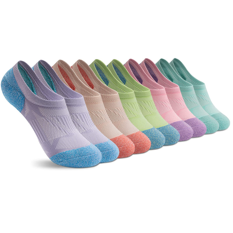 Gonii No Show Socks Womens Athletic Compression Running Low Cut Cushioned Socks 5-Pairs 5-7 5 Pairs Mood Boosting Colors - BeesActive Australia