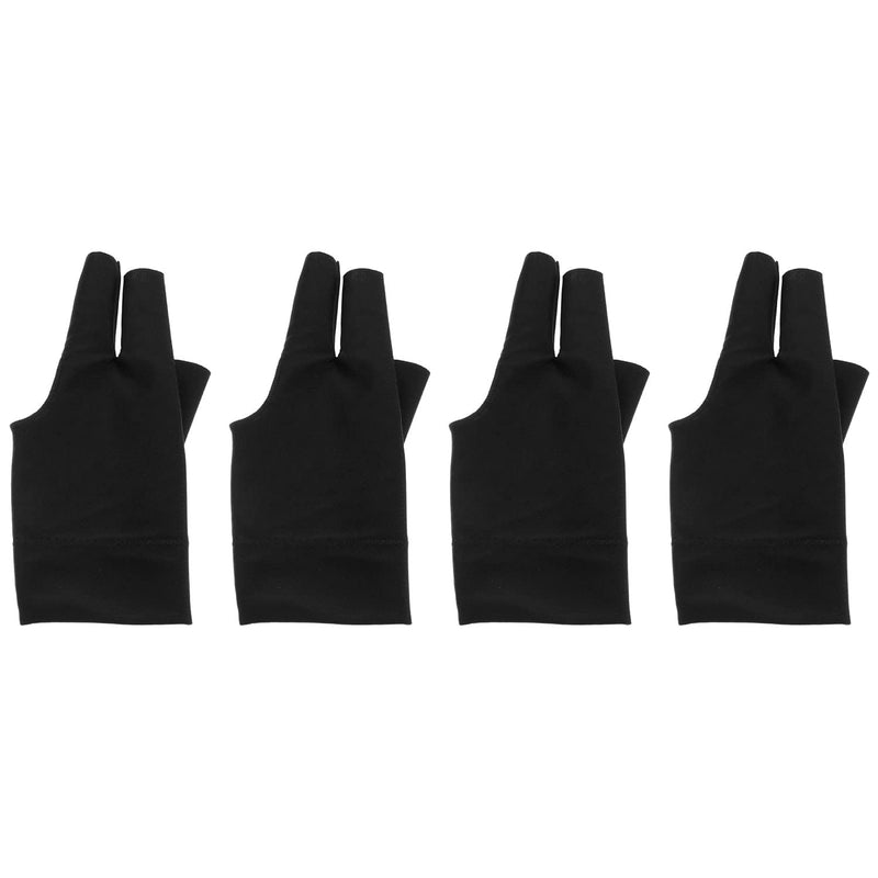 ZRM&E 4pcs Billiard Gloves 3 Fingers Snooker Shooter Cue Pool Gloves Fits Both Left and Right Hand Billiard Accessories, Black - BeesActive Australia